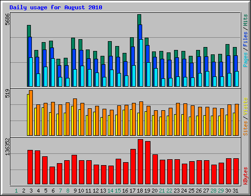 Daily usage for August 2010